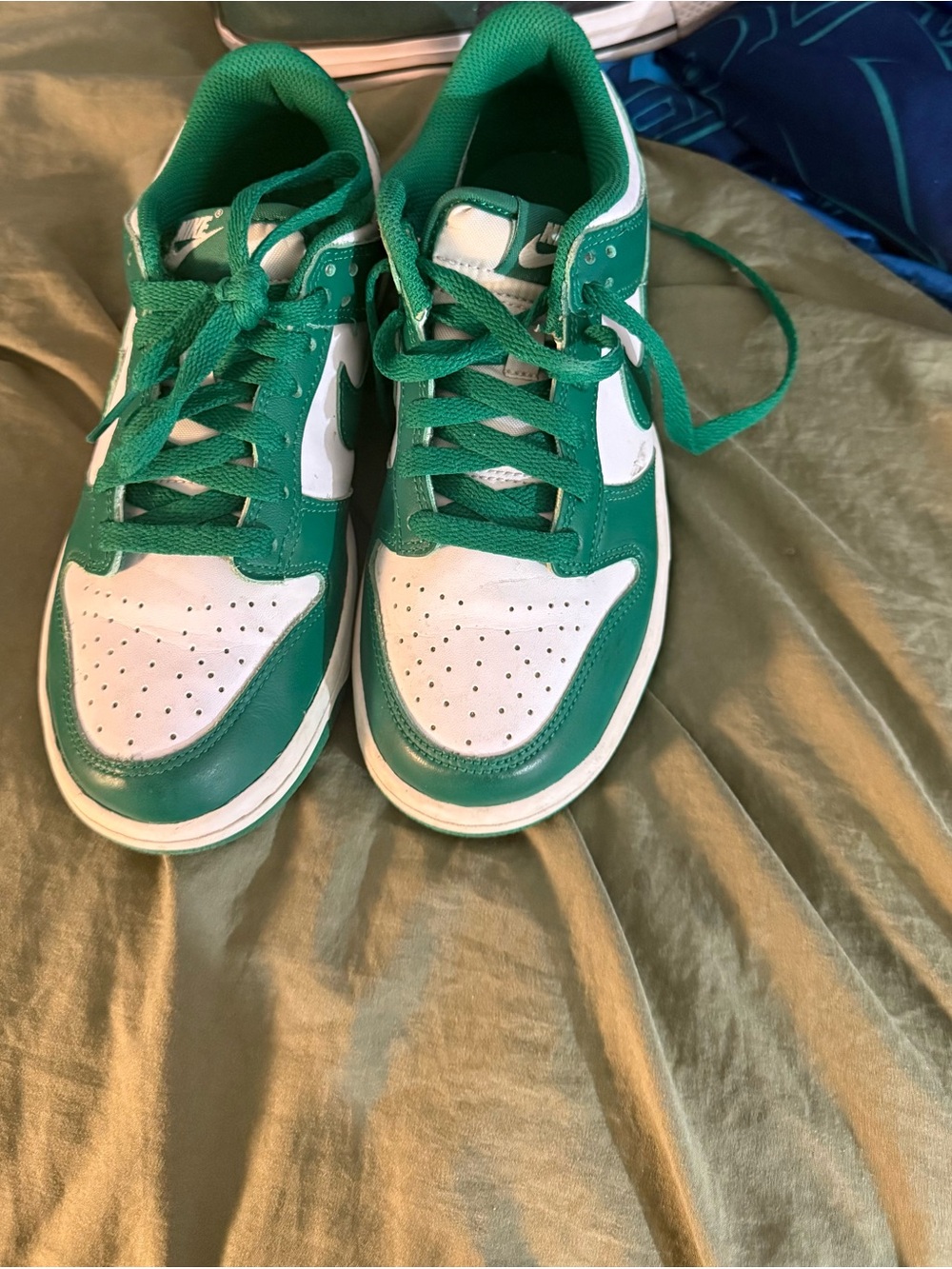Nike Kids Green and White dunks- Youth